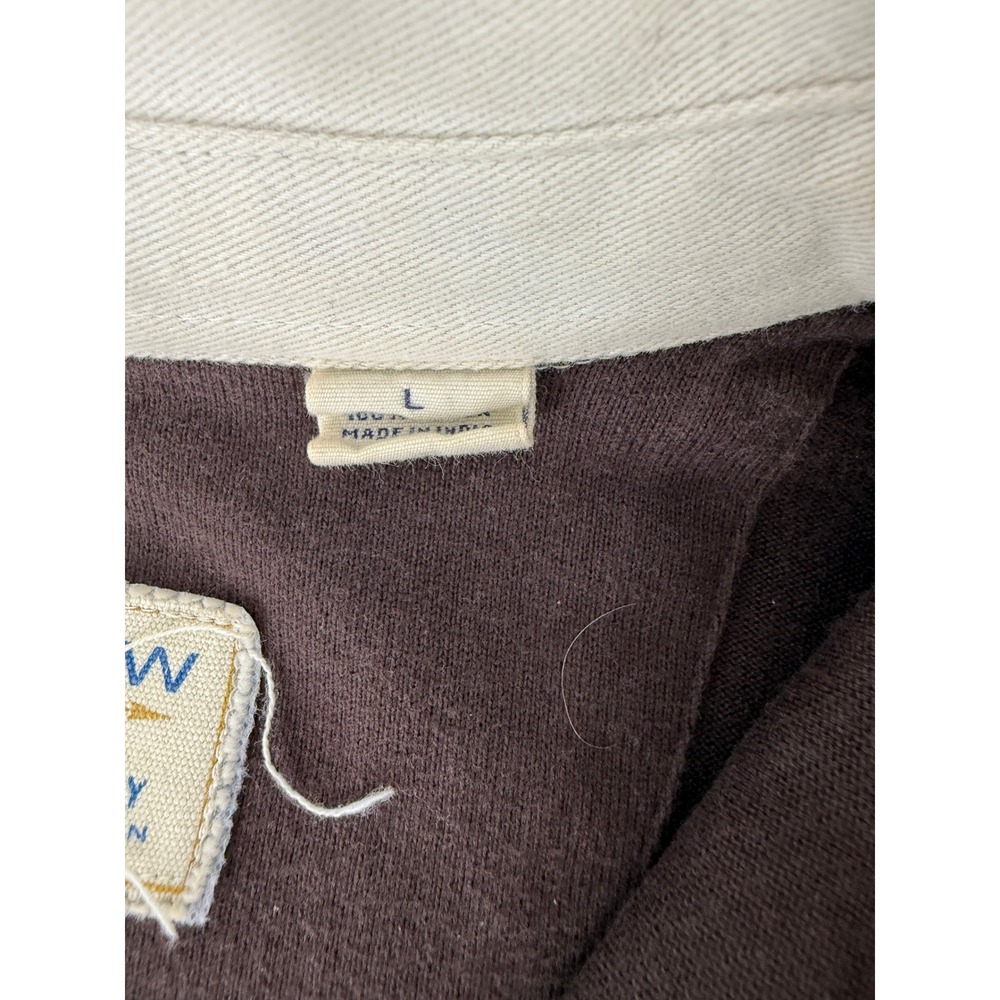 Arrow Vintage Rugby Shirt Mens‎ Large Brown Blue Striped Heavy Duty Cotton Polo - Picture 4 of 9